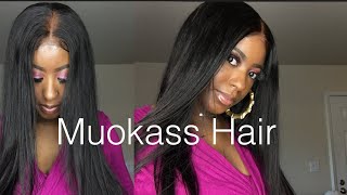 Muokass 4X4 Lace Front Wig Straight Brazilian Human Hair