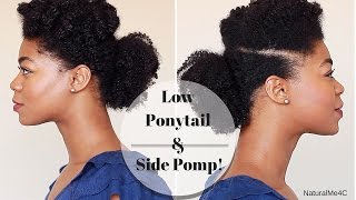 Low Ponytail & Side Pomp Tutorial! (+ Night Care) -  4C Natural Hair - Fine Hair - Naturalme4C
