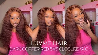 Luvme Hair Dark Copper Red Curly 5*5 Glueless Closure Wig (Pre-Plucked)