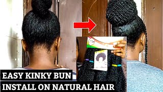 How To: Sleek High Bun Using Kinky Exensions Tutorial || Natural Hair
