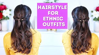 Simple Bridesmaid Hairstyle For Saree| Easy Hairstyle For Lehenga| Hairstyle For Girls| Femirelle