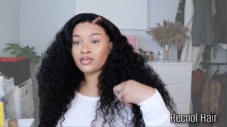 Deep Side Part On Deep Wave Curly Frontal Wig! Install+Style Ft Recool Hair