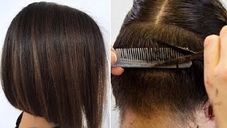 Modern Hair Cutting Techniques: Undercut Bob Haircut Tutorial Step By Step Using Scissor