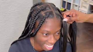 Easiest Large Knotless Braids On Thick Hair |