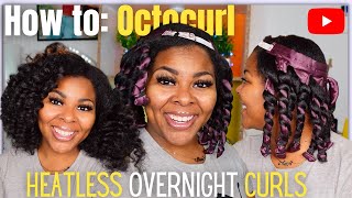 How To Use Octocurl On Natural Blown Out Thick Black Hair | Heatless Overnight Curls *Detailed*