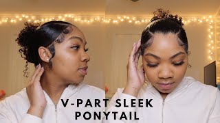 V-Part Sleek Ponytail On Natural Hair | Claw Clip Hairstyle | Myriah Samone