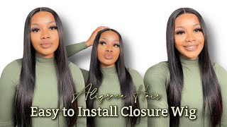 Super Easy Closure Glueless Wig Install | Step By Step| Beginner Guide | Aligrace Hair