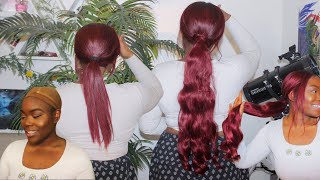 $10 For Thicker, Longer Ponytail W/ Synthetic Extensions From Amazon - Burgundy/Red Ponytail