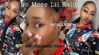 No Edges! No Heat! - Back 80" Braided Ponytail On Natural Hair W/ No Edges (Traction Alopecia)
