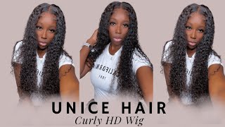 Quick & Easy| Hd Lace Closure Curly Wig Install | Unice Hair