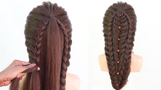 Easy Braided Hairstyle For College Girls | Hairstyle For Long Dress