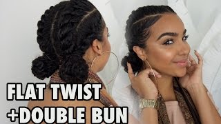 For Work + School + Gym Flat Twists With Bun Hairstyle!