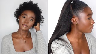 Half Up Half Down Hairstyle Tutorial On 4C Natural Hair | No Heat Damage | Ft Curls Queen Clip Ins