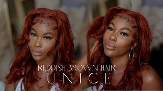 Unice 18 Inch Reddish Brown Body Wave 13X4 Lace Front Wig