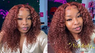 This Color Looks Good On Errrbody! Auburn Curly Wig Easy One Product Glueless Install Nadula Hair