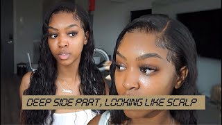 Deep Side Part Install! (Tinashe Hair Water Wave Frontal Wig)