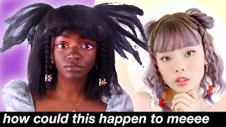 Black Girl Tries Kawaii Hairstyles | 4C Natural Hair