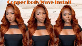 So Stunning  Copper Body Wave Wig Install For Beginners| Alipearl Hair