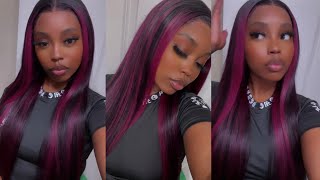 Body Wave To Bone Straight: Full Pink Violent Highlighted Wig + Install | Ft Hermosa Hair