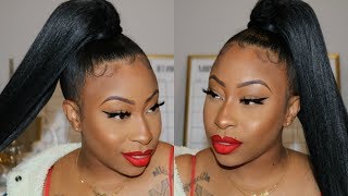 Super Easy Holiday Hair Using A Drawstring Ponytail | All About My Natural Hair (Length Check)