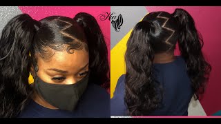 How To Do 2 Ponytails With A Zig Zag Middle Part