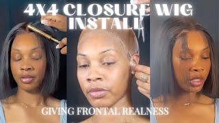 Watch Me Install This Quick & Easy  4X4 Lace Closure Bob Wig |Beginner Friendly | Hairbylina