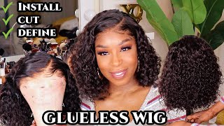 Save Your Edges!!  Glueless Wig Melt  Short Curly Bob -  Detailed Lace Wig Install
