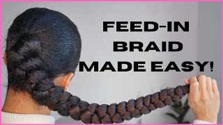 Feed In Jumbo Braid Ponytail Tutorial. Beginner Friendly | Natural Hair | Abbiecurls