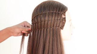 Beautiful & Unique Waterfall Hairstyle For Wedding | Hairstyle For Sharara Dress