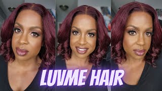 Luvme Hair Dark Plum Middle Part Glueless Wig!