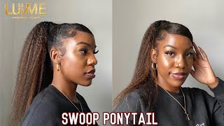 Kinky Straight Swoop Ponytail Ft Luvmehair! | Easy Wrap Around Ponytail (Honey Blonde Highlights)