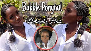 Summer Is You Ready!?|Sleek Bubble Ponytail On Natural Hair With Hair Cuff
