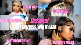 Very Detailed How To Bleach, Pluck & Install Frontal Wig Install | Feat. Cranberry Hair