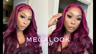 Beautiful Pink Highlight Bodywave Wig | Curls Already Done For You! |  Megalook Hair