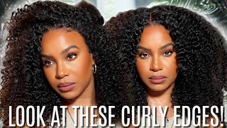 New! Effortless Kinky Curly Edges Wig! Natural Kinky Curly Wig Install! Unice Hair X Alwaysameera