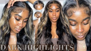Dark Highlighted Frontal Wig *Black Girl* Friendly + Effortless Beach Waves | Nadula Hair
