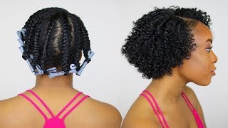 Flat Twist Out With Perm Rods On Short Natural Hair | Perfect For Heat Damaged/Transitioning Hair