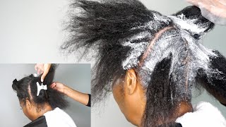 Relaxer Touch Up On Fine, "4C" Hair At Home After 1 Whole Year! | Must Watch!