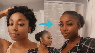 How To: Slick Back Afro Puff On Short 4C Natural Hair | Natural Hairstyles
