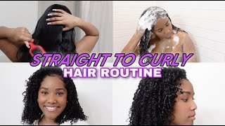 My Straight To Curly Hair Routine| Wash Day| Juicy & Defined Curls| Tip & Tricks| Sharae Palmer