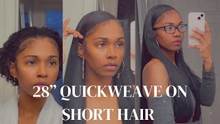 Side Part Quickweave On Short Hair| No Braids