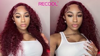 Wig Install | 99J Deep Wave Wig 24 Inches Ft. Reecool Hair