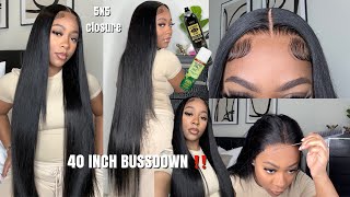 40 Inch Buss Down Middle Part Wig Install | 5X5 Hd Lace Closure | Unice Hair