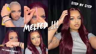 30 In Burgundy 13X4 Lace Front | Step By Step Wig Install | Aliexpress Wig | *Easy For Beginners*