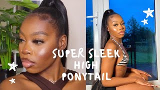 Slick High Ponytail Tutorial For Type 4 Hair | No White Cast/Flakes | Best Gels/Wax For Type 4 Hair