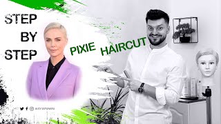 Charlize Theron Pixie Haircut / Step By Step / How To Cut Pixie Hair / Short Hair Cut Tips