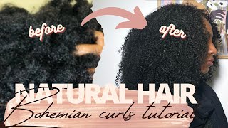 Natural Hair | Bohemian Curls Tutorial | How To Sew In Bundles | Extensions