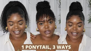 Slick High Ponytail On Natural Hair + 3 Ways To Style A Drawstring Ponytail | Betterlength