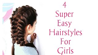 4 Super Easy Hairstyle For Girls |  Trendy Hairstyle | Lehenga Hairstyle | Waterfall Hairstyle
