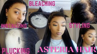 *Very Detailed* How To Bleach, Pluck, Install & Style Jet Black Wig | No Baby Hairs Ft Asteria Hair
